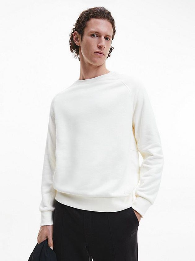 Calvin Klein USA Relaxed Fleece Mens Sweatshirt White 3789546-LA